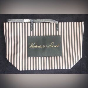 Victoria's Secret Pink & Black Striped Large Tote Duffle Bag NWT